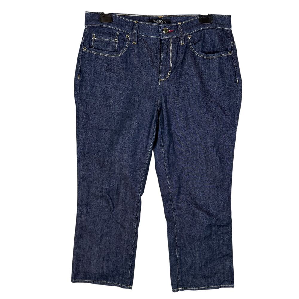 Talbots Capri Jeans Women's 4 (32x24) Blue Denim Mid-Rise 5-Pockets Straight Leg